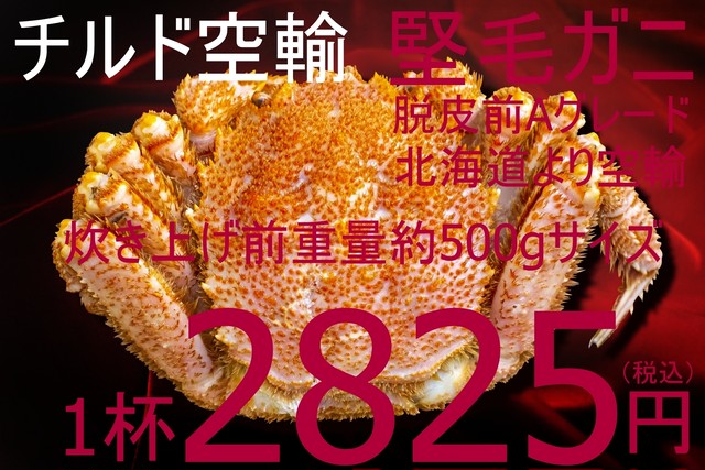 【BASE総合ショップランキング第1位独走中記念】291 北海道紋別産【チルド空輸】ボイル毛ガニ500gサイズ 2825円(税込)