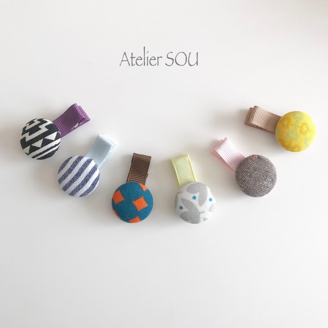 まんまるボタンのヘアクリップ ベビー キッズ用 Atelier Sou Baby