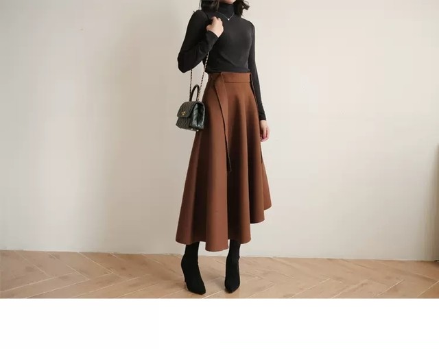 秋冬アシンメトリーミモレ丈スカート アシンメトリースカート テールカットスカート フレアスカート スカート ひざ丈 膝丈 ミモレ丈 秋冬 レディース カジュアル 大人可愛い 上品 ふんわり Aライン 大きいサイズ Ol エレガント オフィス 22 Sayurio レディース