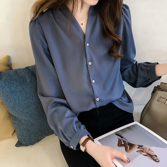 トップス レディース ボリューム袖 ノーカラー 襟なし 薄手 Vネック 長袖 シャツ ブラウス トップス レディース 大きいサイズあり 秋コーデ とろみ シンプル 上品 ランチ お出かけ 春 秋 ベイクドカラー M L Xl 2xl 3xl Officewalaa オフィスワラア レディース