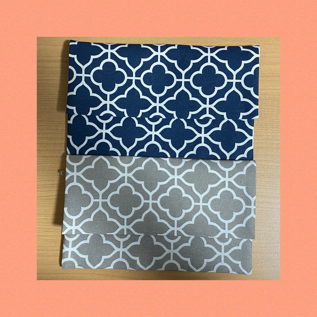 タイル柄シンプルファスナー付きポーチ はなうみ