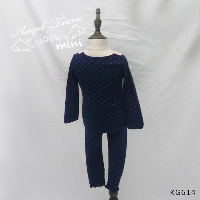 子供服 女の子 パジャマ ルームウェア 部屋着 寝巻 長袖 長ズボン 上下セット 花柄 ネイビーホワイト ピンク Kg614 Angel Tiara Mini 子供服