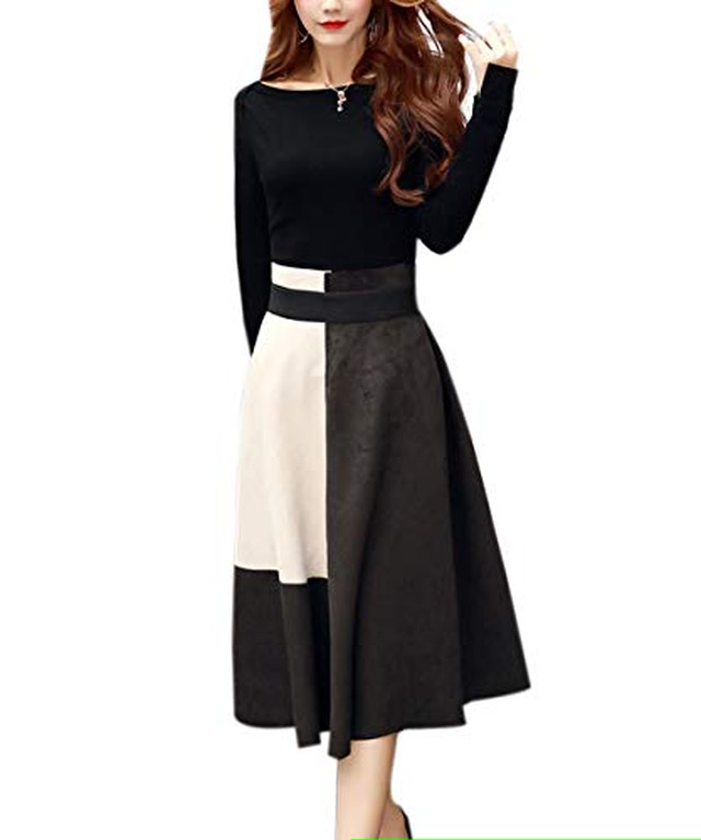 Mikisanno トップス スカート 2点 セット セパレート ワンピース スウェード レディース ワンピース風 秋 冬 長袖 S 2xl Newlifedesign2