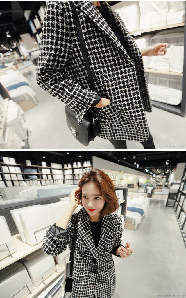 テーラードジャケット 秋 アウター ジャケット 羽織り レディース コート ウールコート チェック 千鳥 千鳥柄 上品 通勤 オフィス デート 秋 冬 Evergreen