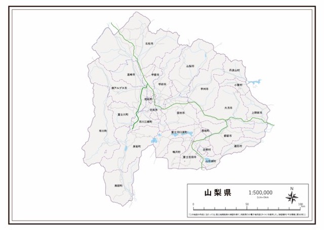 P5山梨県 高速道路 K Yamanashi P5 楽地図 日本全国の白地図ショップ