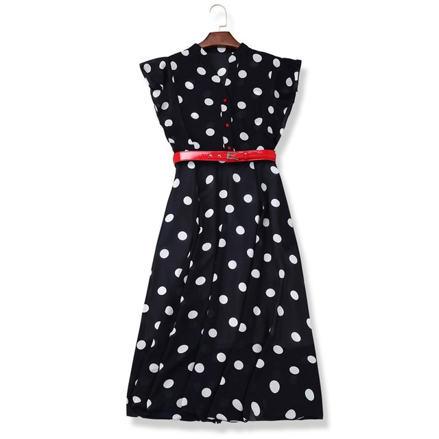 新作saleセール30 Off フリルスリーブ ノースリーブ ワンピース レトロ ドット柄 ハイウエスト ベルト Aライン おでかけ デート 女子会 着回し 大人可愛い 希少 大人気 Vacationgetaways4less Com