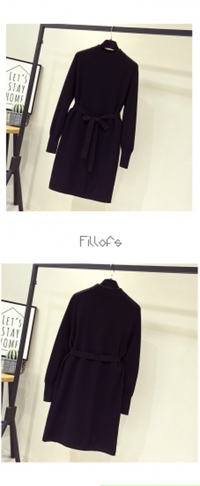 ニットワンピ ニットワンピースロング タイト コーデ 40代 冬 50代 Vネック 30代 ロング丈 長袖 カジュアル 大人 通勤 ニットワンピ 大人 おしゃれ きれいめ オフィス ラウンドネック Dress Plaatje