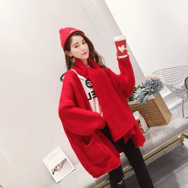 ニットカーディガン ニットpコート レディース アウター 無地 マフラー Pコート カジュアル ビッグシルエット ルーズシルエット 韓国 オルチャン 韓国ファッション 新作 秋冬 秋 冬 3colors Ut 345 Musubi Me 韓国 オルチャン レディースファッションのお店