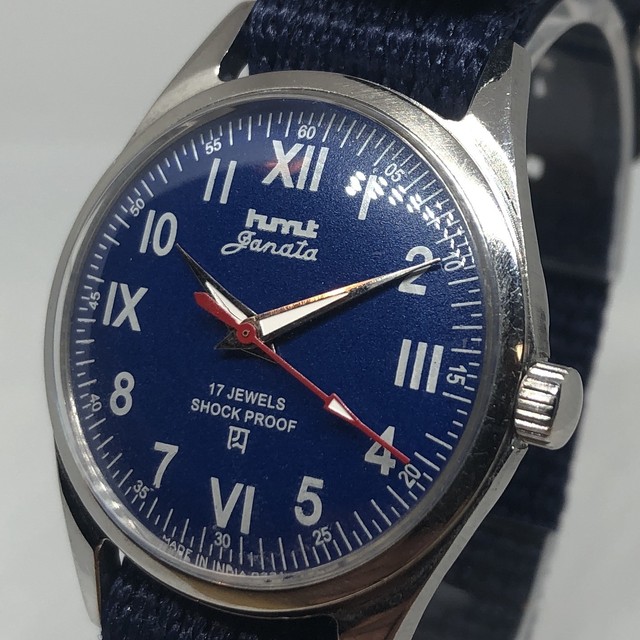 Hmt Janata 17石 メンズ アンティーク 腕時計 ヴィンテージ 青文字盤 ウォッチ堂 アンティーク ヴィンテージ時計