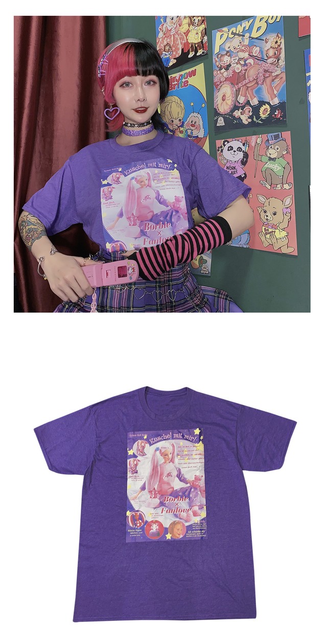 お取り寄せ商品 プリントtシャツ 半袖 原宿 ゆめかわいい 病み可愛い サブカルチャー レディース トップス Candy Melts