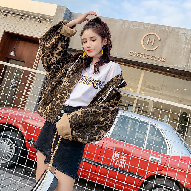 韓国オルチャンストリートファッションヒョウ柄デニムフード付きジャケット Ko アメカジ ストリート系レディース韓国オルチャン ファッション通販ショップ アドーカブル