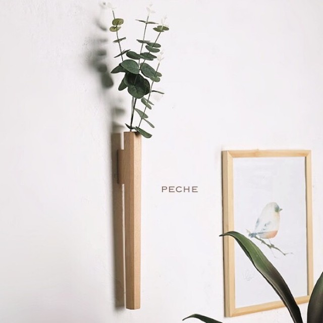 即納 木製壁掛け花瓶 Peche