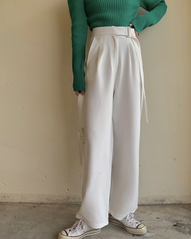 ワイドパンツ ベルト きれいめ レトロ 大人可愛い オシャレ Ol オフィスカジュアル おでかけ Choco Chaco