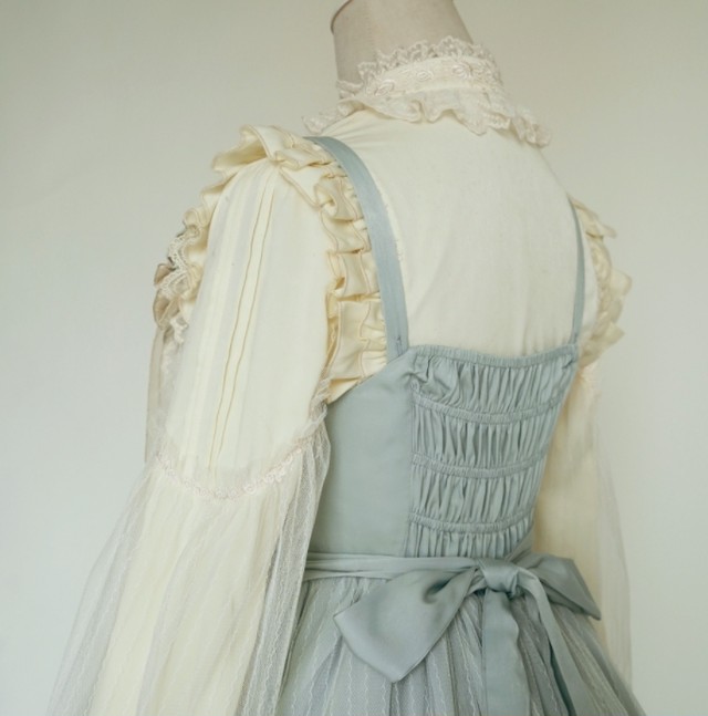 ジャンスカ 5色 ワンピ キャミワンピ ミディアム ひざ下丈 フレア フリル レース かわいい 甘ロリ ドレス ふんわり Aライン ハイウエスト Jsk 姫ロリ 妖精 フェアリー 大きいサイズ サイズ豊富 バイカラー 撮影 イベント パーティ ゴスロリ ロリータファッション Loli3713