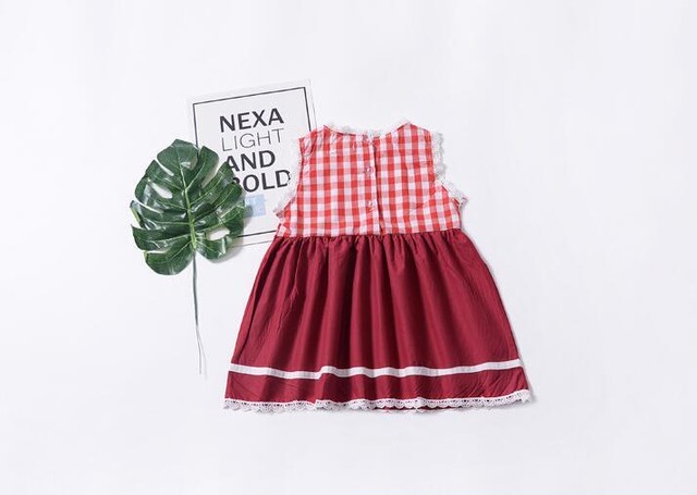 レッドギンガムチェックワンピース 80 110 Melepollito