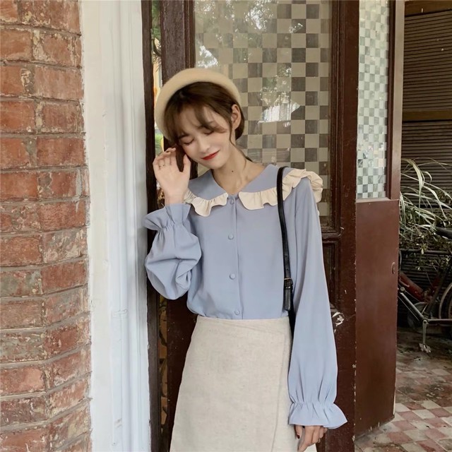 バイカラーパステルフリルカラーブラウス No 675 Boyfriends Account Tokyo