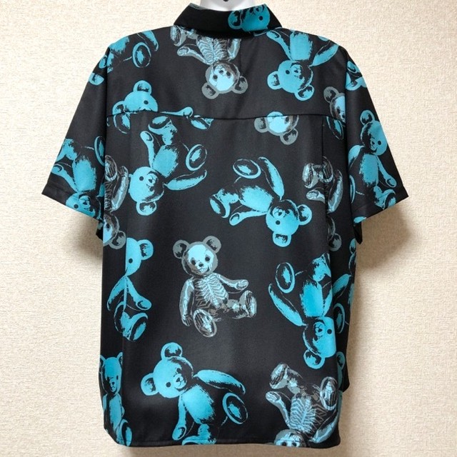 新品 Drug Honey スケルトンテディ総柄シャツ Heart Angel