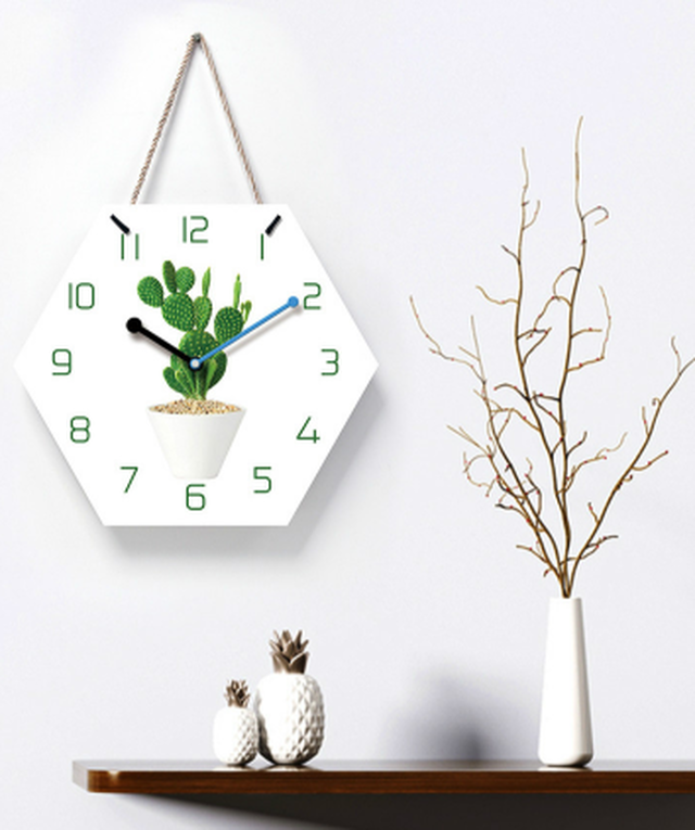 サボテン イラスト ナチュラル ホワイト グリーン 時計 インテリア Clock クロック 壁掛け ウォール ウォッチ オシャレ Clock Flog
