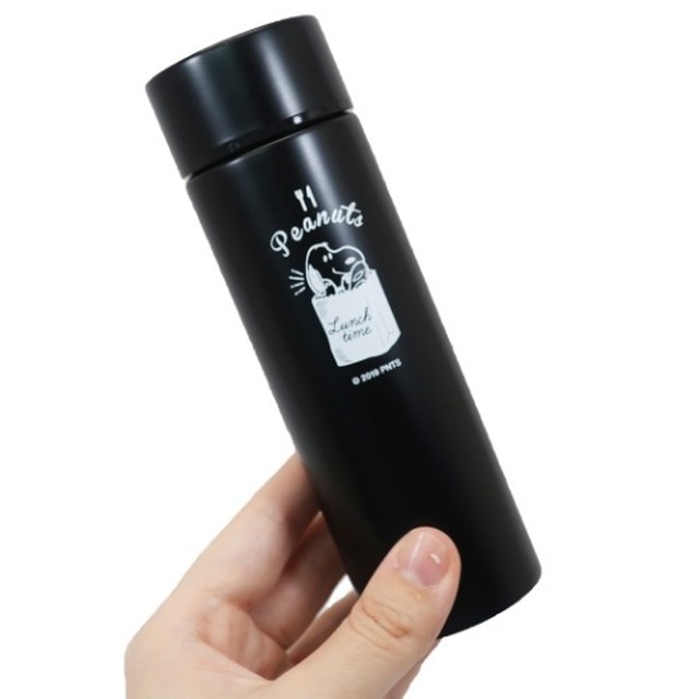 1ml スヌーピー ポケットステンレスボトル ランチタイム ブラック Bk Tbox