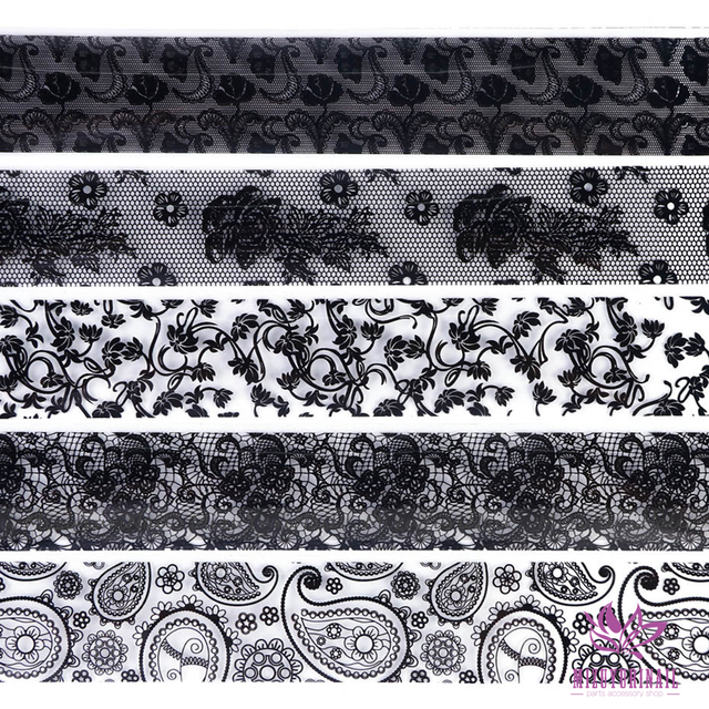 ネイルホイル 白レース 黒レース レースホイル 転写 デザインホイル Mizuyurinail