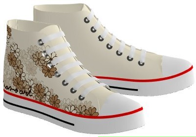 Mamoart ハイカットスニーカー 茶線 コスモス Mamoart