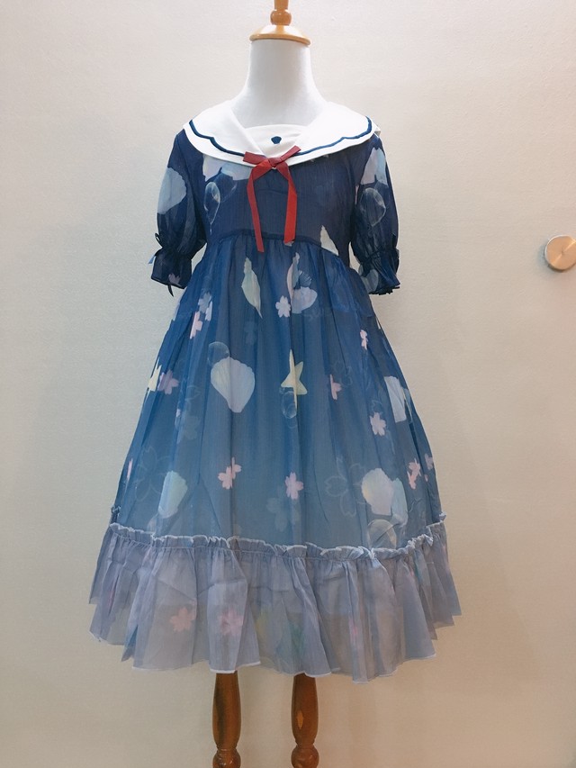 ロリータ服 Lolita Dress 桜の花の夏のオリジナルセーラー襟のロリータドレス Cherry Blossom Summer Original Sailor Collar Lolita Dress Kawaii Select Shop カワイイセレクトショップ