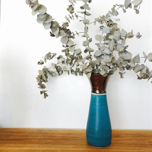 限定品 ターコイズブルーの花器 Largeb 陶器 花と宝石