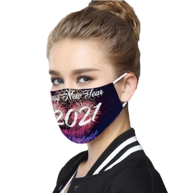 マスク 21年 黒いマスク 2 10個セット ハッピーニューイヤー おしゃれ エレガント ストリート 快適 ファッションマスク 立体マスク 大人 レディース 伸縮性 エコマスク フィット 柄 お洒落 可愛い カラー メンズ インナーマスク Aio Online Store