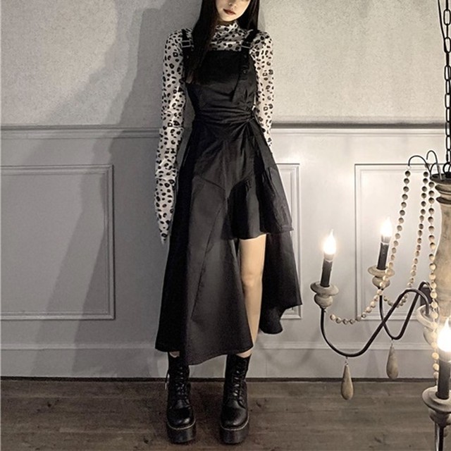 アシンメトリーデザイン丈サスペンダーワンピーススカート Lli 3 Lunaly