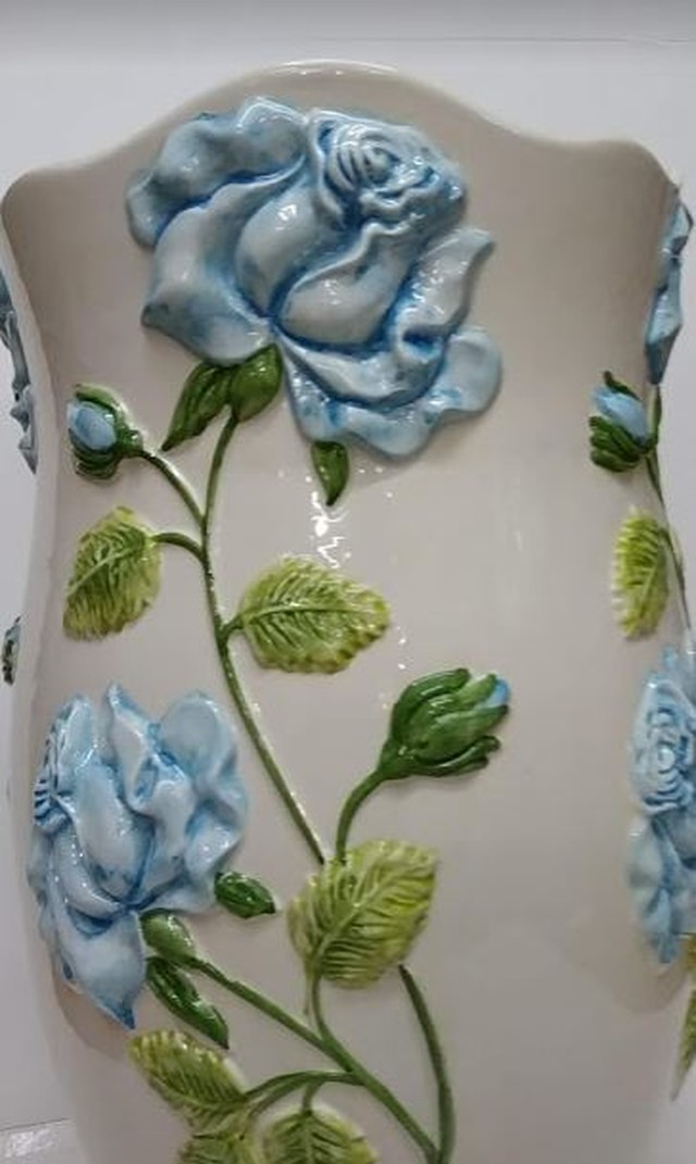 傘立て 陶器 ローズブルーデコ ポルトガル製 サイズf25 ｈ48 Pan230bl Z 935 平和堂