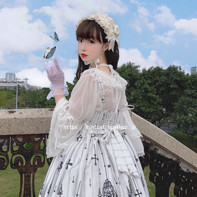 Lolita Jsk Dress ロリータドレス キャミワンピース ロリィタ お茶会 撮影 Cosplay ホワイト 白い Mintcat