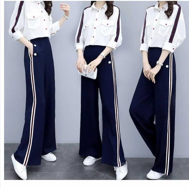 夏服 レディース セットアップ ワイドパンツ レディース 上品 体型カバー 夏服 ゆったり 30代 40代 カジュアル トップス 2点セット きれ Basecamp49