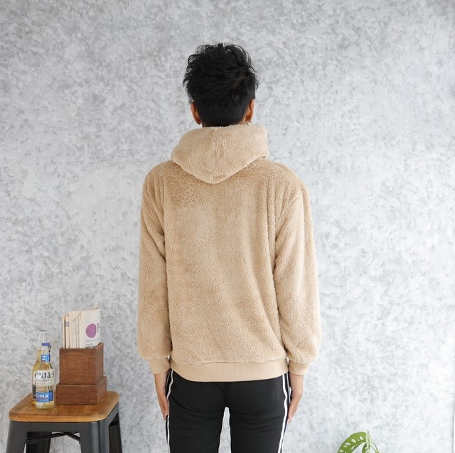 21 冬 人気 ボア パーカー メンズ レディース ペア カップル スウェット フード もこもこ ファー 暖かい 上品 無地 シンプル サーフ ファッション Old Rookie