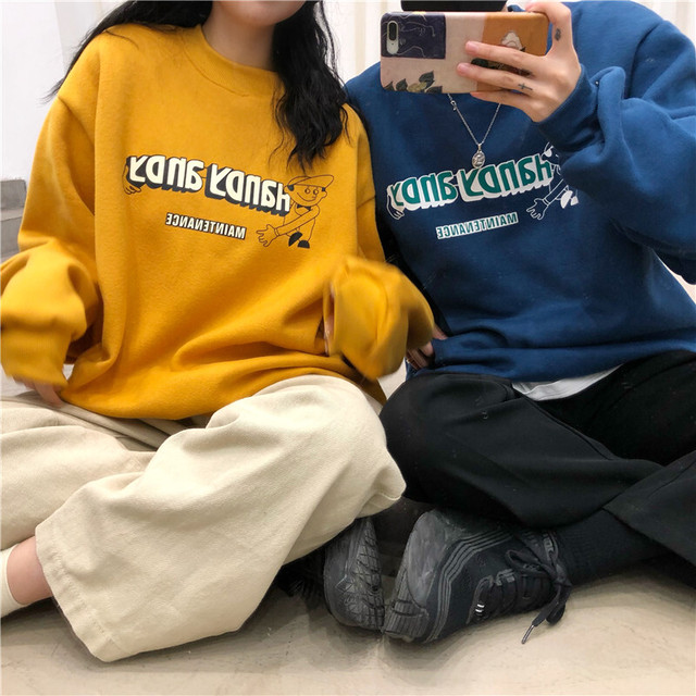 大きいサイズ レディース トップス 春 秋 冬 トレーナー ゆったり プリントロゴ ダボダボ 長袖 トレーナー オーバーサイズ シンプル ストリート ユニセックス メンズライク カジュアル お出かけ デート 通勤 通学 学生 キャンパス 旅行 普段着 イエロー ブルー 黄色 青