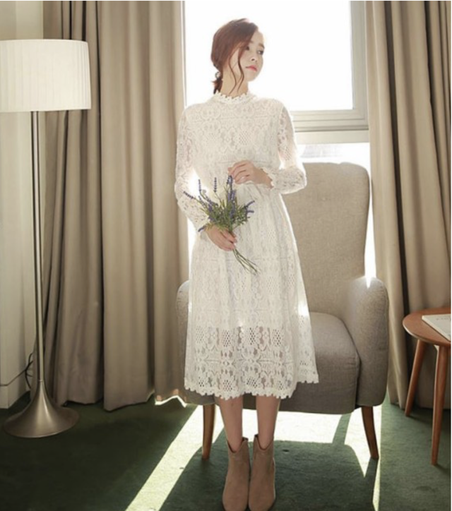 やっぱり白が好き ミモレ丈のレースワンピース パーティーやお呼ばれ会にも Ld0051 アパレルショップ Be My Self