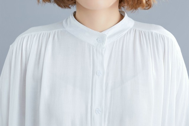 バンドカラーワンピース 羽織り ロングワンピース スタンドカラー マキシ丈 ギャザー 半袖 ゆったり リラックス かわいい きれいめ カジュアル ガーリー 体型カバー デート おでかけ リゾート オーバーサイズ Crystalhk