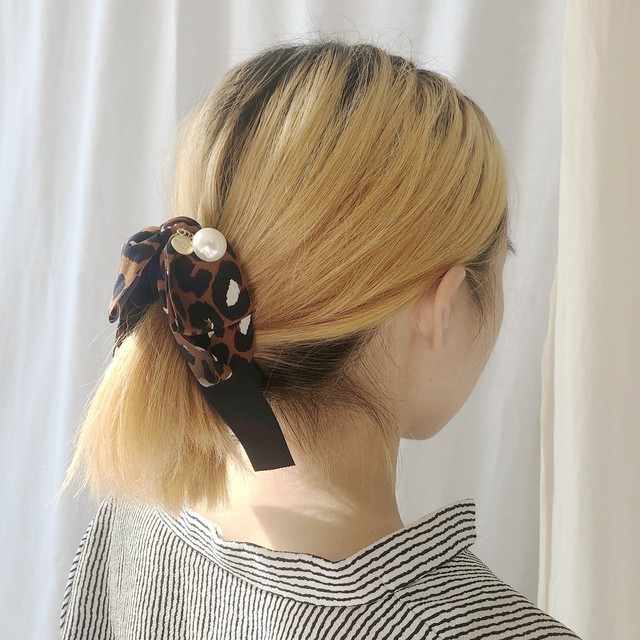 レオパードリボンバナナクリップ レディース 髪留め ヘアアクセサリー