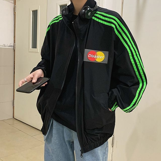 予約販売 ウインドブレーカート ブルゾン アウター ショート丈 袖ライン メンズ グレー 黒 青 白 お洒落 こなれ感 ベーシック 春 大きいサイズ M L Xl 2xl Favoriteselect