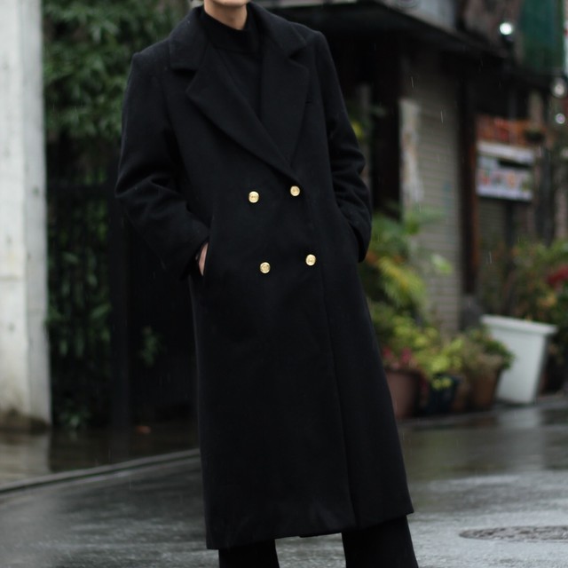 ビンテージ Forecaster メルトンウール ブラックカラー ダブルブレスト 金ボタン チェスターコート Ot 0553 Cv