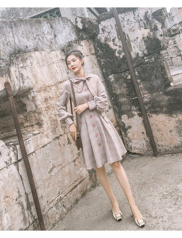 ワンピース 春 秋 ワンピース 長袖 チェック 大人 コートワンピース コート コートワンピ おしゃれ おでかけ デート I506 Bshop