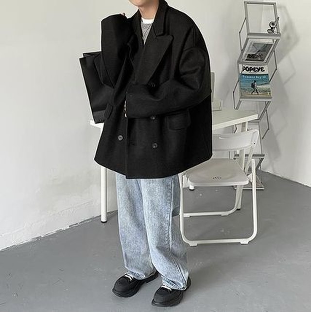 コート メンズ 韓国系 ダブルブレストコート 送料無料 Jb 1