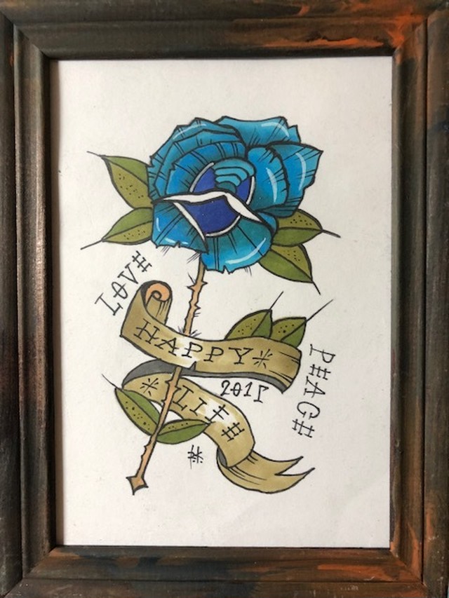 青いバラのいたずら 原画ー２lサイズ R K Shop Noir De Jais