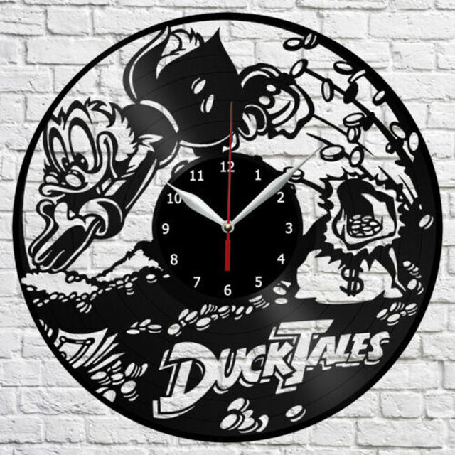 送料無料 30cm レコード盤 壁掛け時計 わんぱくダック夢冒険 Ducktales ディズニー アニメ エコ インテリア ディスプレイ アート 輸入雑貨 Hachinohe Base 1518