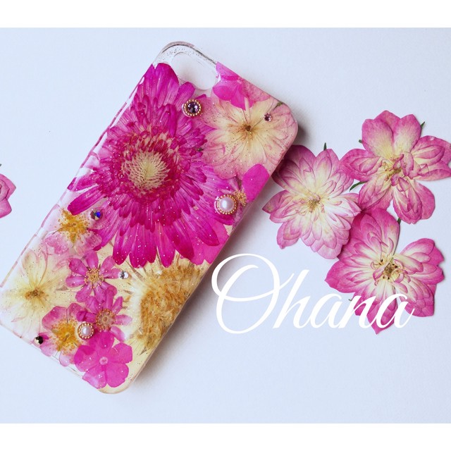 Iphone5 5s用 マゼンダピンクの押し花iphoneケース Ohana Shop