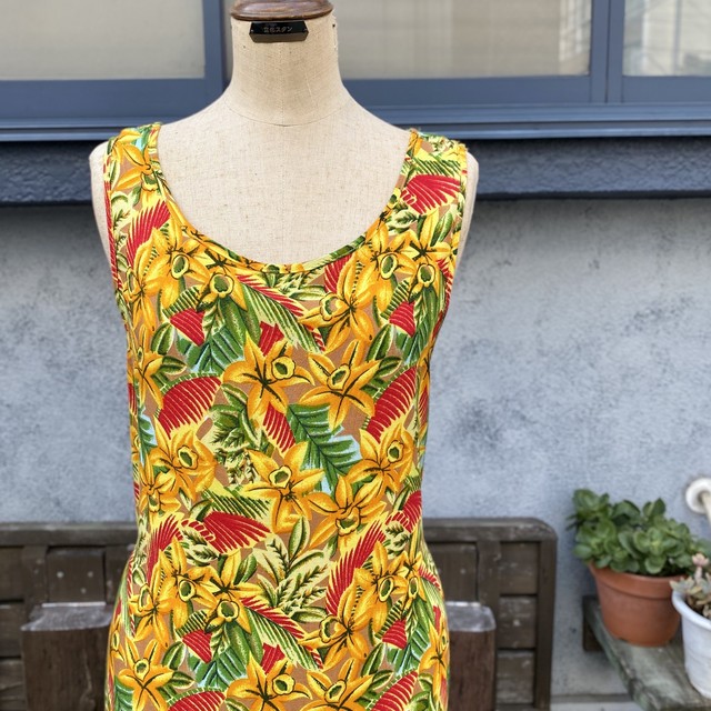 Used 花柄レーヨンワンピース ノースリーブワンピース レディース古着屋 Kalanchoe カランコエ Used Vintage