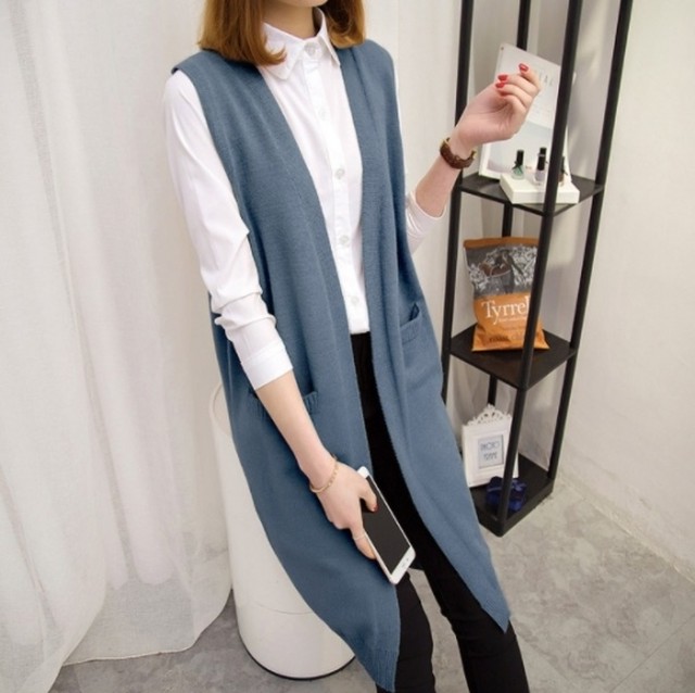 即納 ニットベスト ベスト ジレ ロング ロングベスト ニット ロングジレ カーディガン 大きいサイズ シンプル 秋冬 冬服 冬スペシャルセール ニットベスト ベスト ジレ ロング ロングベスト ニット Leaflower 001 リーフラワー レディースファッション専門店