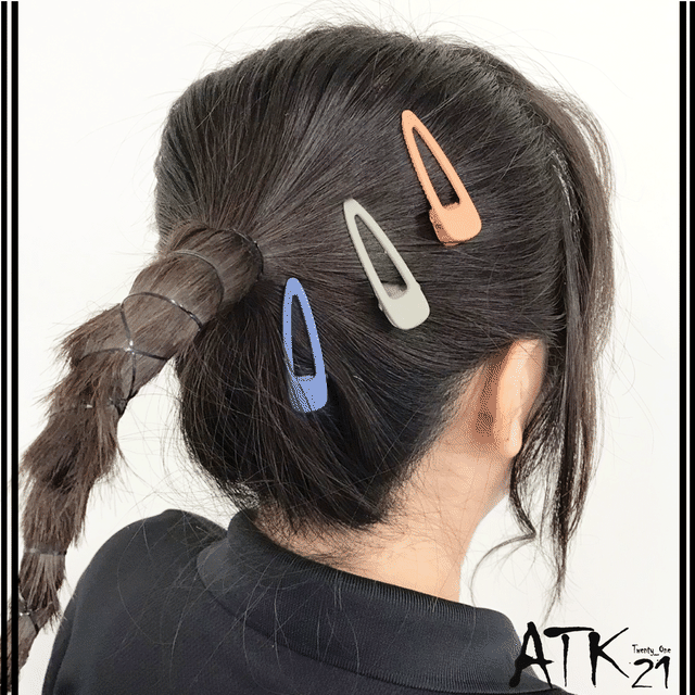 オープン トライアングル マットカラー クリップピン ダッカール シンプル 無地 前髪 艶消し レディース ヘアアクセサリー Hd Atk21