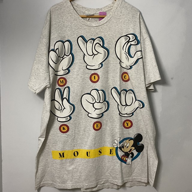 90s ミッキー ハンドサイン ビンテージ ディズニー Tシャツ ビッグサイズ Splashtoyandusedclothing