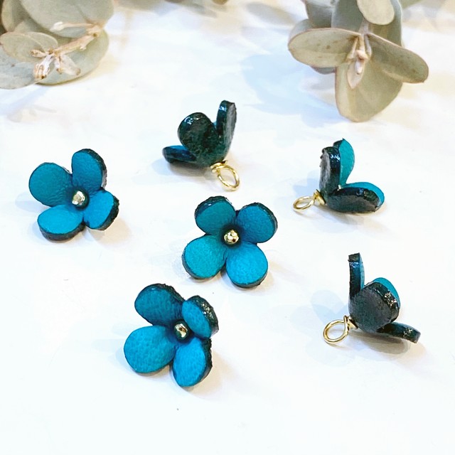 アウトレット3d立体レザーフラワー カランコエ ピン付きタイプ ブルー6個セット Bougainvillea ブーゲンビリア ハンドメイド用 フラワーレザークラフトパーツ