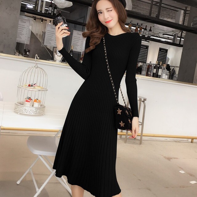 ニットワンピース ワンピース 長袖 フレアワンピース リブニットワンピース 膝下ワンピース 大人カジュアル 大人可愛い 大人ガーリー デート服 デート ワンピース 代 30代 40代 春 秋 冬 G1691 Mhf Clothes